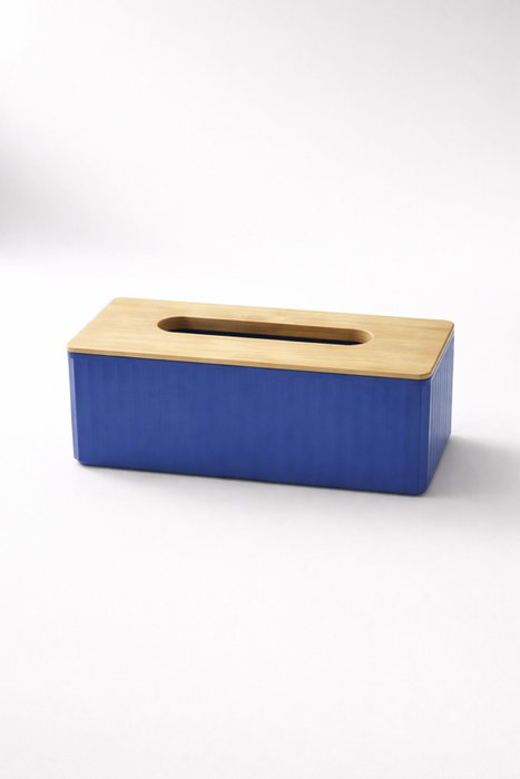 Hermia Servilletero Azul con Tapa de Bambú BU0118